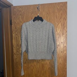 Sky Blue Elegant Women's Gray Cable Knit Sweater size XL